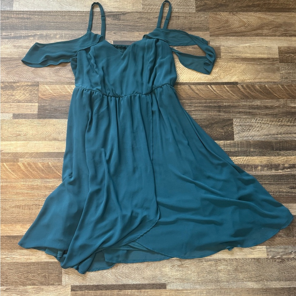 Chic Asymmetrical Teal Dress